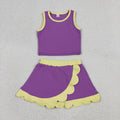 Girls Purple Shirts Scallop Yoga Active Athletic Clothes