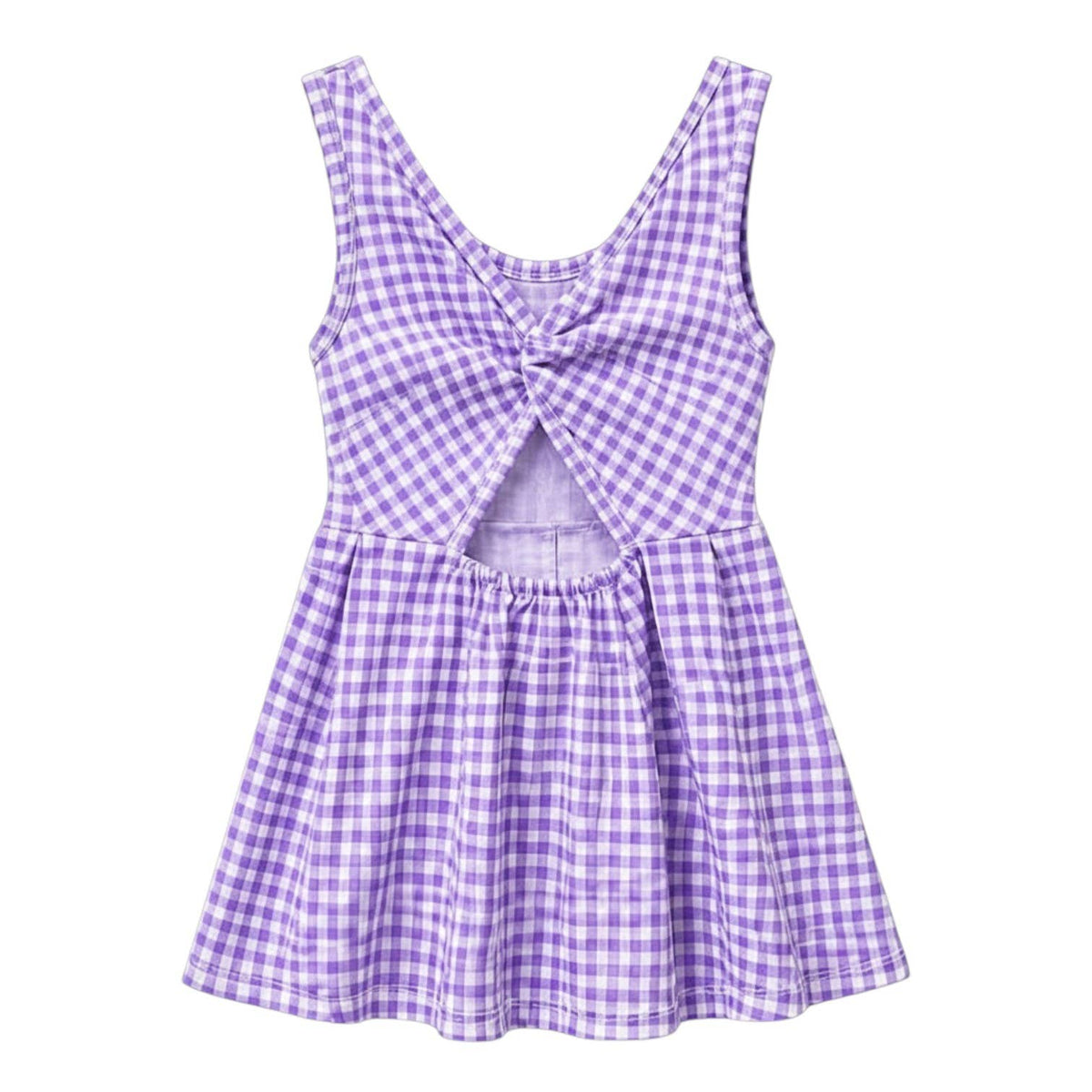 Gingham Activewear Dress in Purple and White