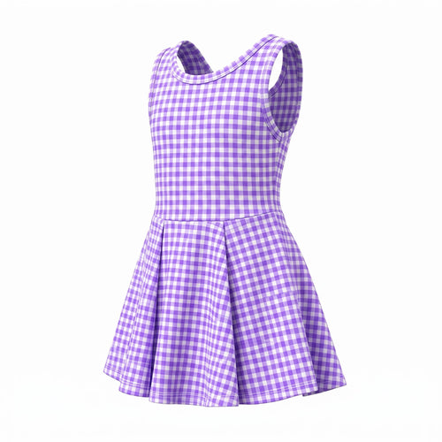 Gingham Activewear Dress in Purple and White