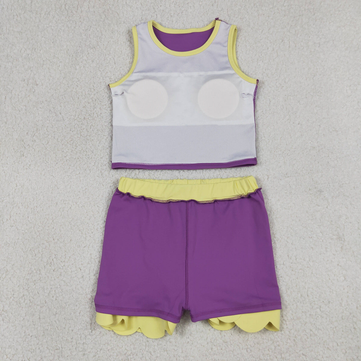Girls Purple Shirts Scallop Yoga Active Athletic Clothes